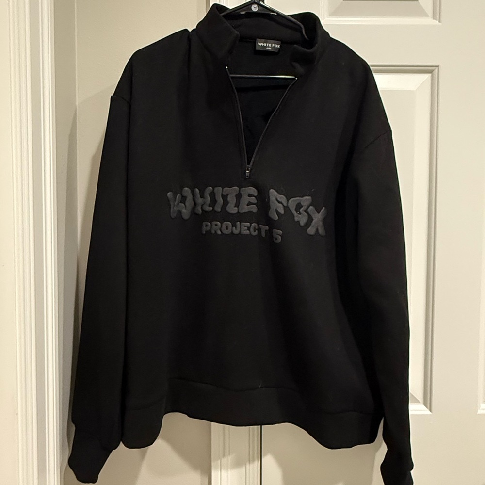 White Fox Black Quarter Zip Sweatshirt - Picture 1 of 4